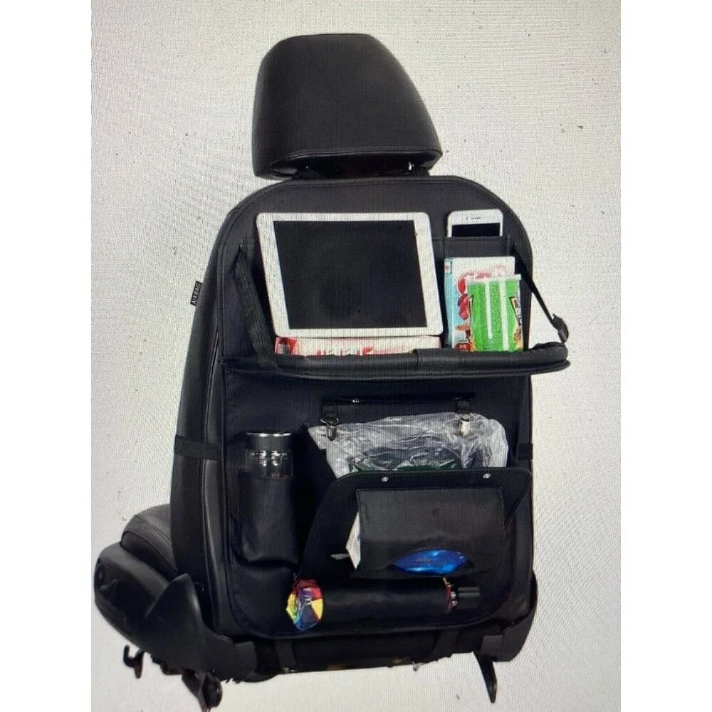 Back‎ Organizer With Foldable Tray Multifunctional Blk PU Leather Storage